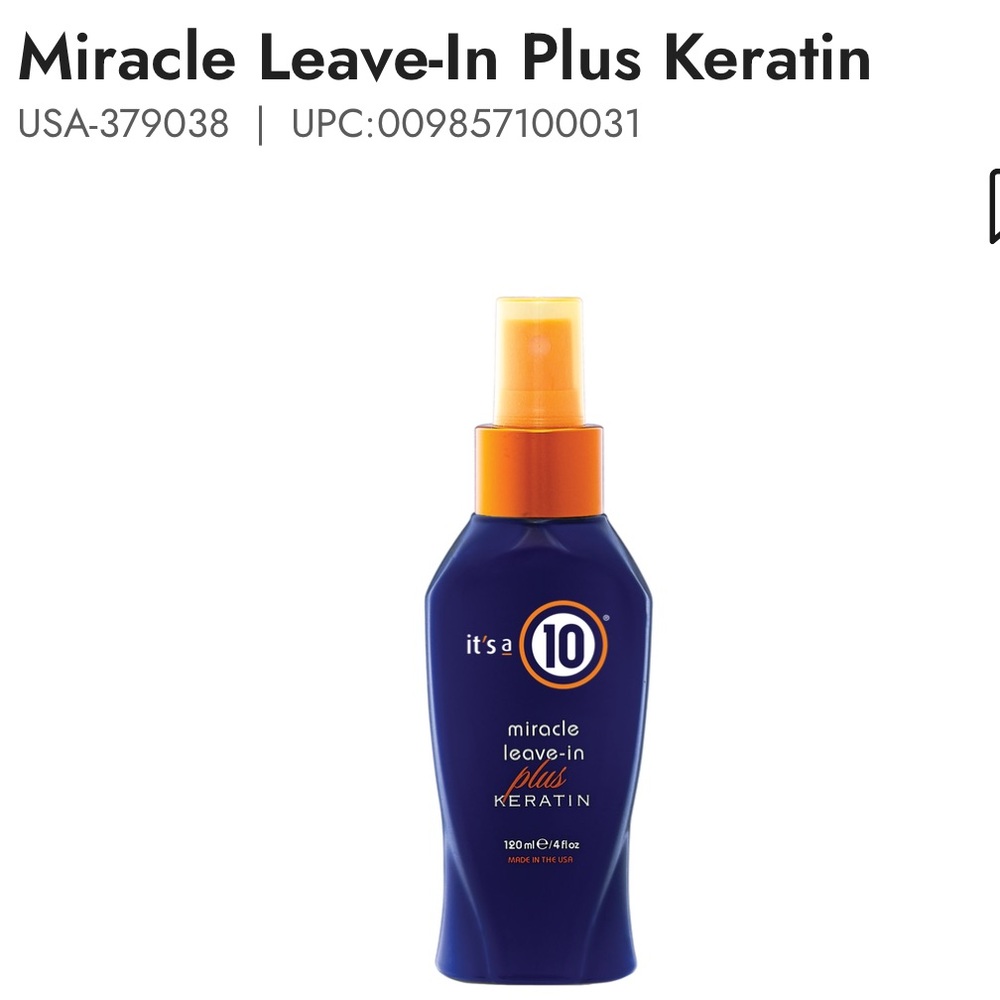 🆕 it’s a 10 miracle leave-in plus KERATIN  4 oz